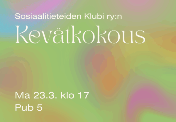 Kutsu Sosiaalitieteiden Klubi ry:n kevätkokoukseen 2026