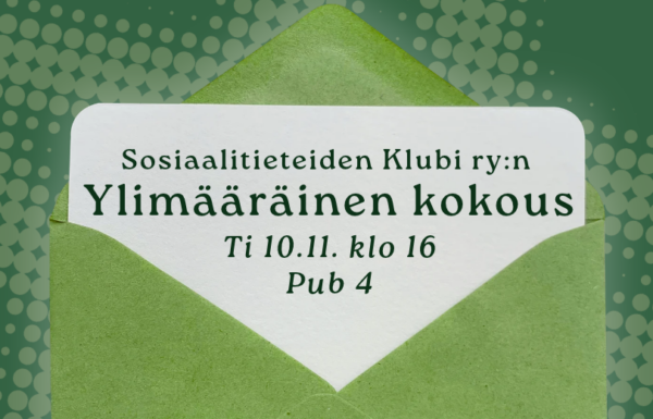Kutsu Sosiaalitieteiden Klubi ry:n ylimääräiseen kokoukseen